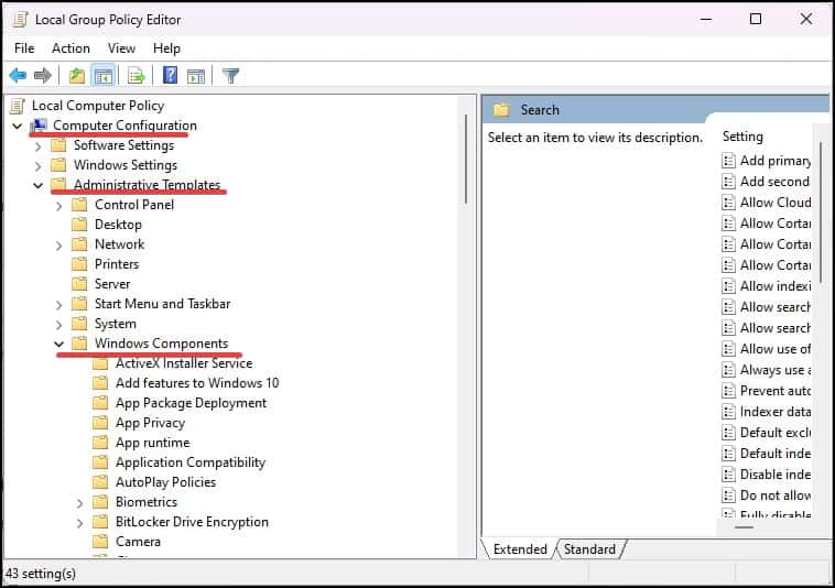 group policy editor