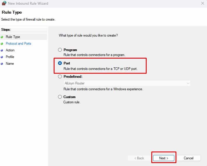 inbound rule port time synchronization failed