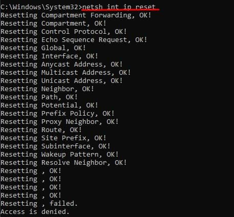 ip reset dns probe error
