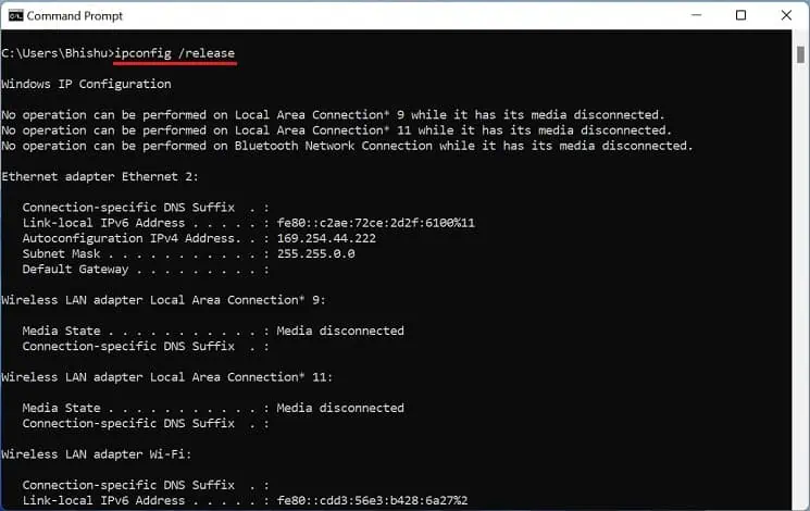 ipconfig-release