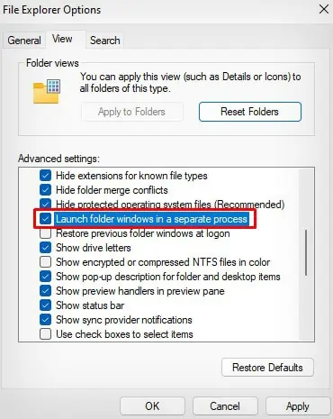 Windows Explorer Keeps Crashing? Here’re 14 Ways to Fix It 15 launch-folder-windows-in-separate-process