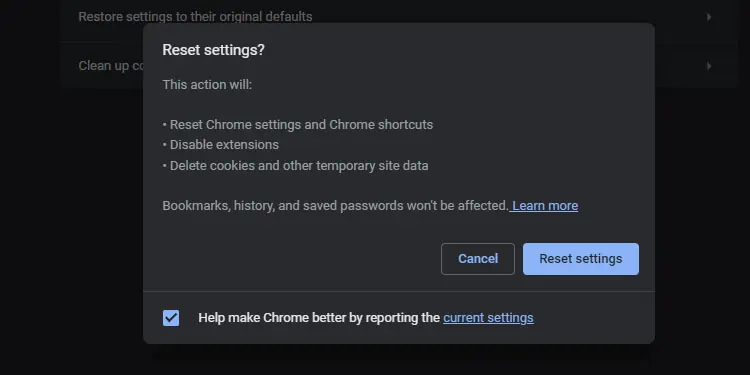 How to Fix "Not Enough Memory to Open This Page" on Google Chrome 30 lick-on-Reset-Settings.