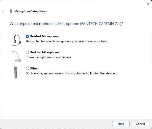 microphone setup wizard