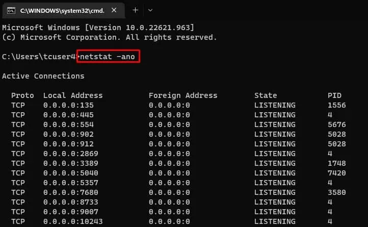 Fix: The L2TP Connection Attempt Failed Because the Security Layer Encountered a Processing Error 15 netstat-ano
