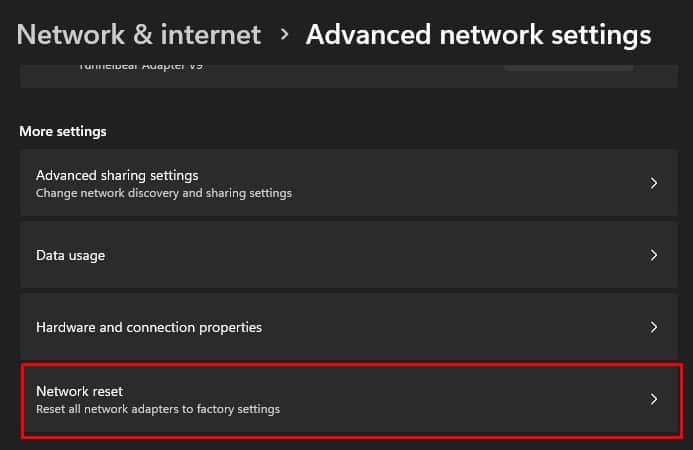 network reset dns probe error