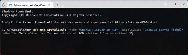 new-net-firewall-rule-ssh