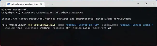 new-net-firewall-rule-ssh