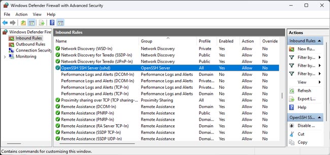 openssh-windows-firewall-rule
