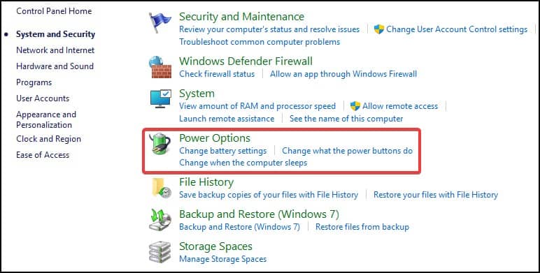 power options