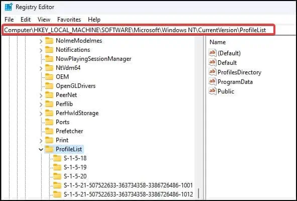 Why Can't I Log Into Windows? How to Fix it? 25 profile-list