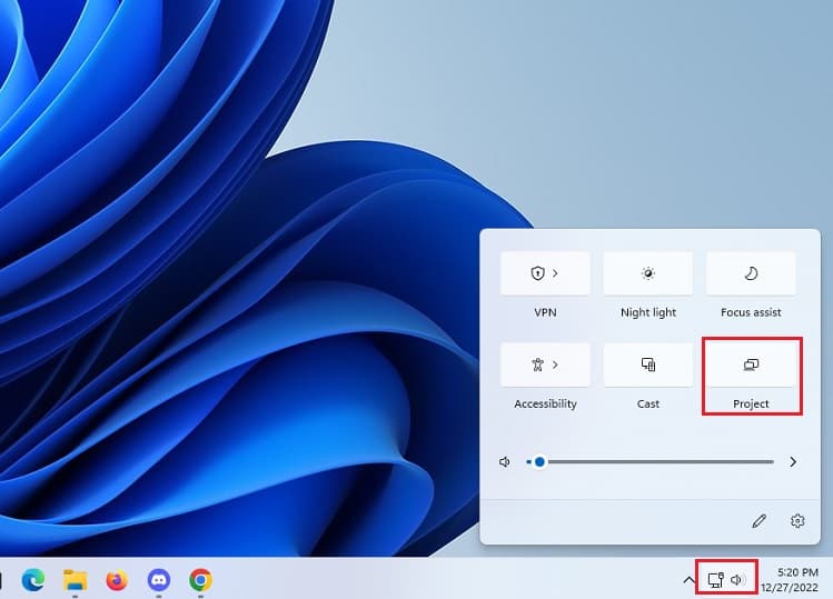 project from system tray