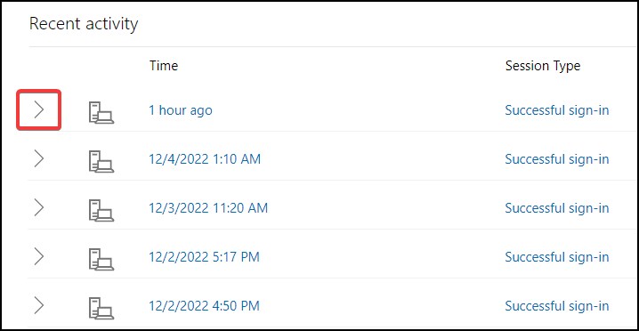 account recent activity