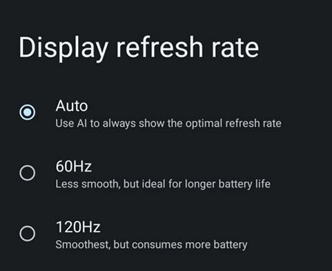refresh rate android