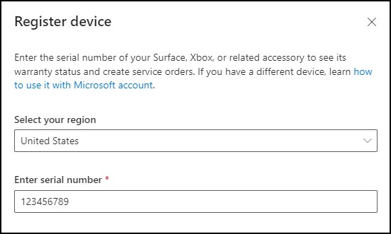 region and serial number