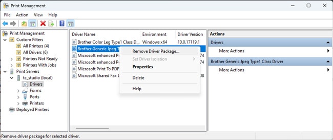 remove-printer-driver-package