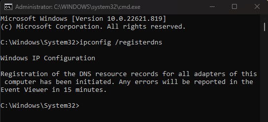 reregister dns dns probe error