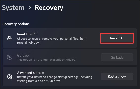 reset pc