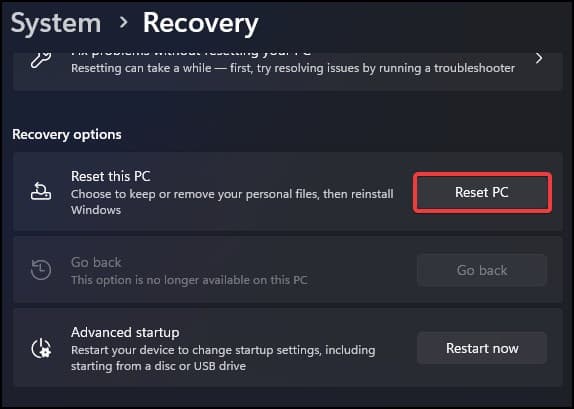 reset pc