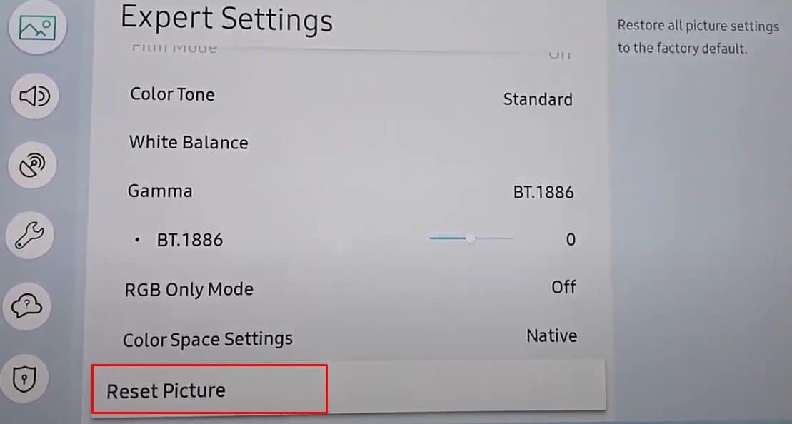reset picture settings