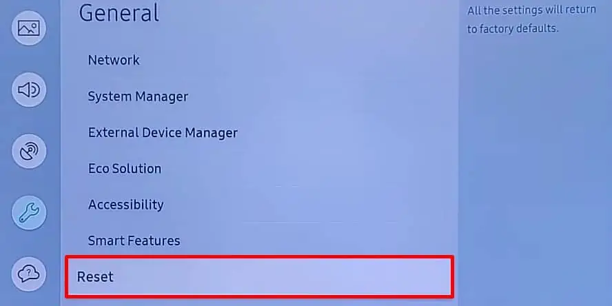 reset tv option
