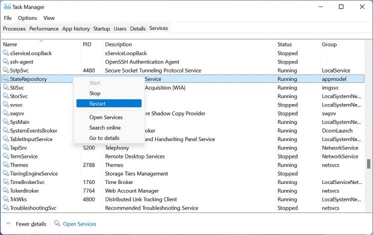 restart state repository