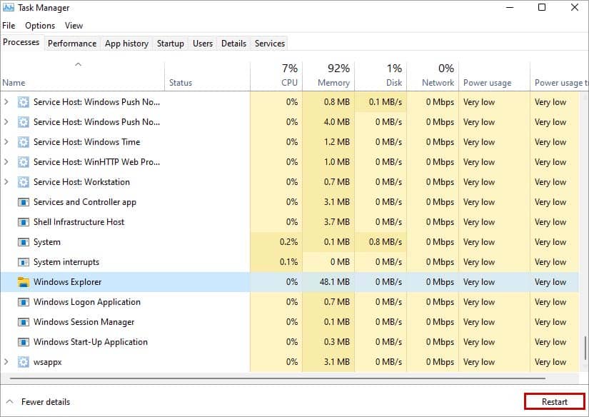 restart task manager