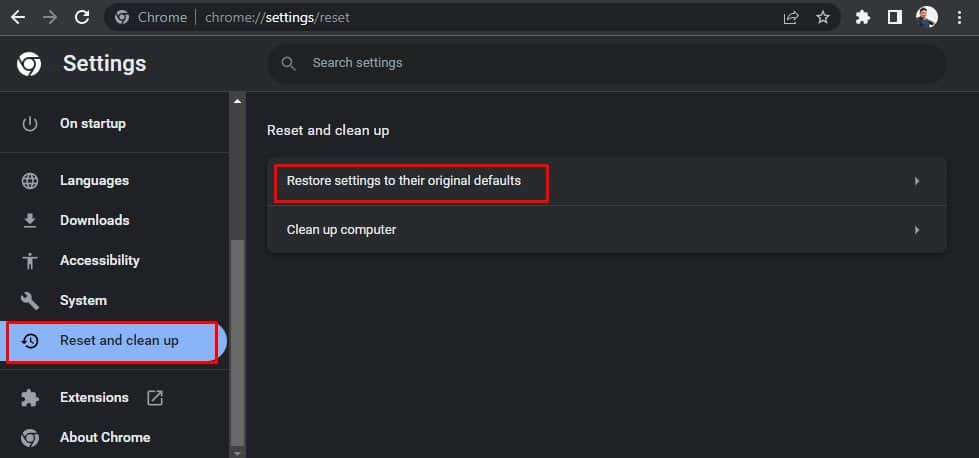 restore chrome settings to defaults