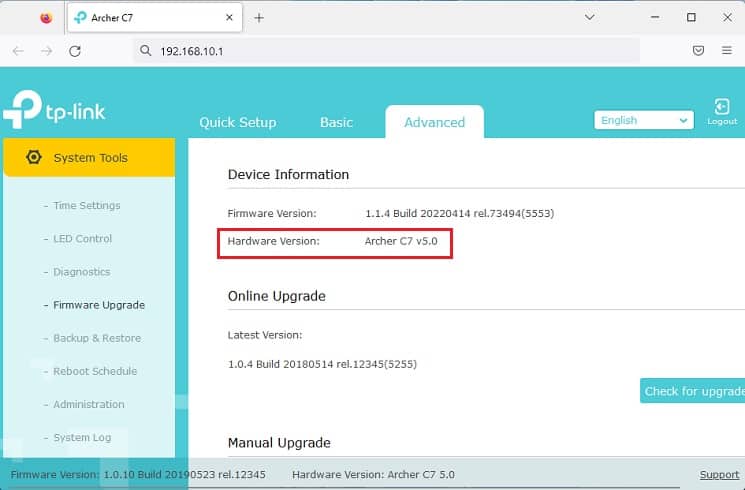router hardware version