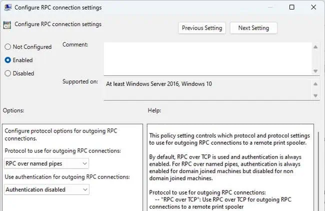 How to Fix Printer Error 0x00000709 on Windows 17 rpc-over-named-pipes-no-authentication