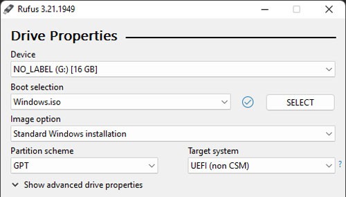 rufus-drive-properties