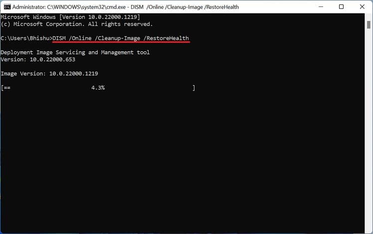 run dism command in command prompt