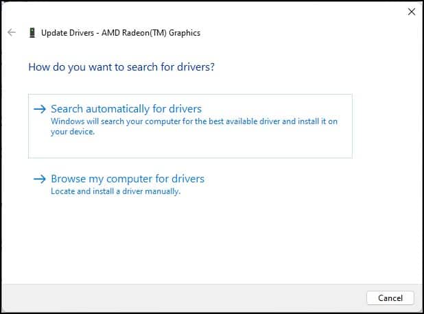 search automatically for the drivers