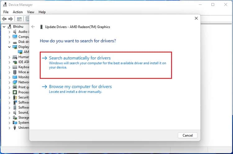 search for drivers automatically