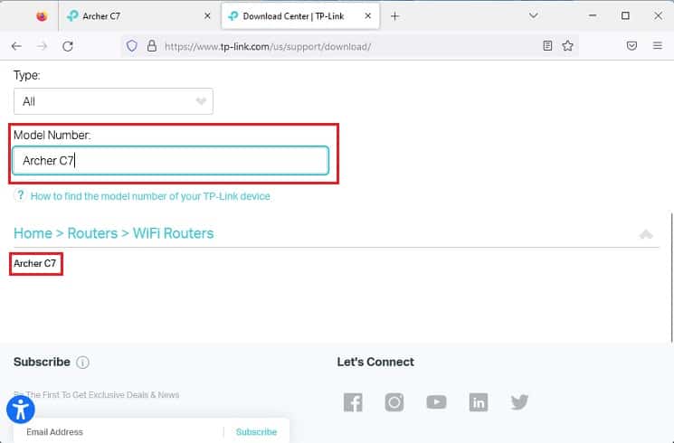 select your tp link router