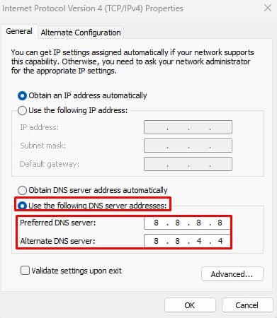 set dns manually dns probe error