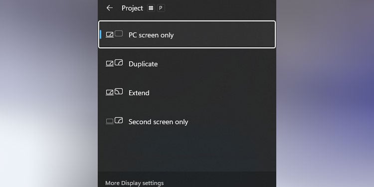 set projection mode laptop to monitor