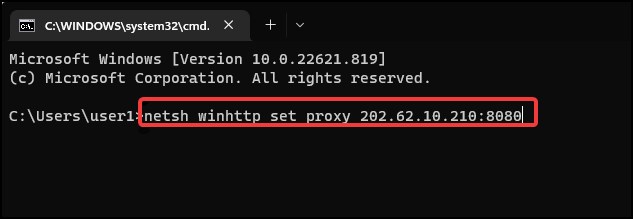 set proxy with command lines