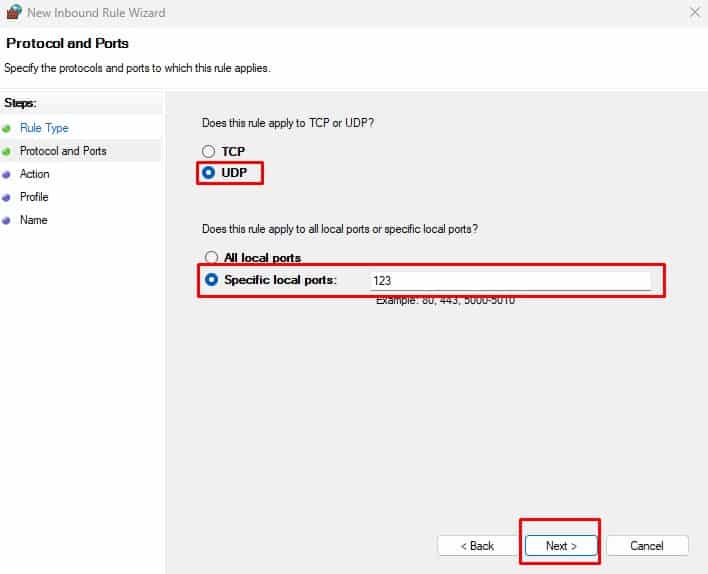 set udp port time synchronization failed