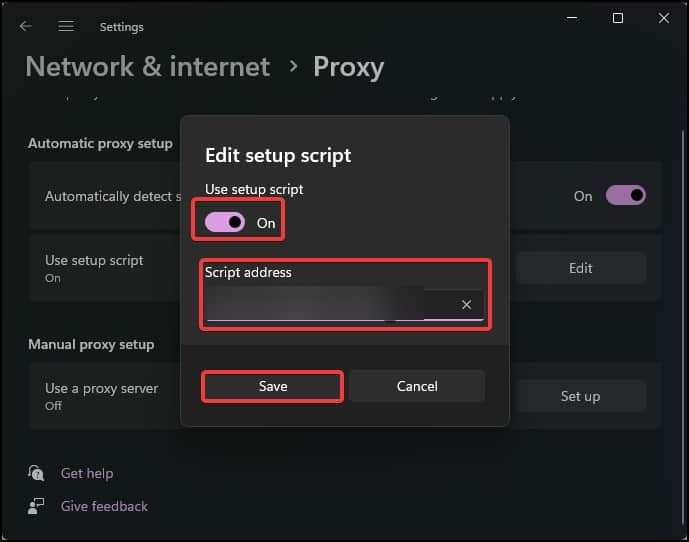 setup proxy script