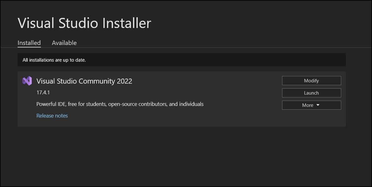 VS installer 