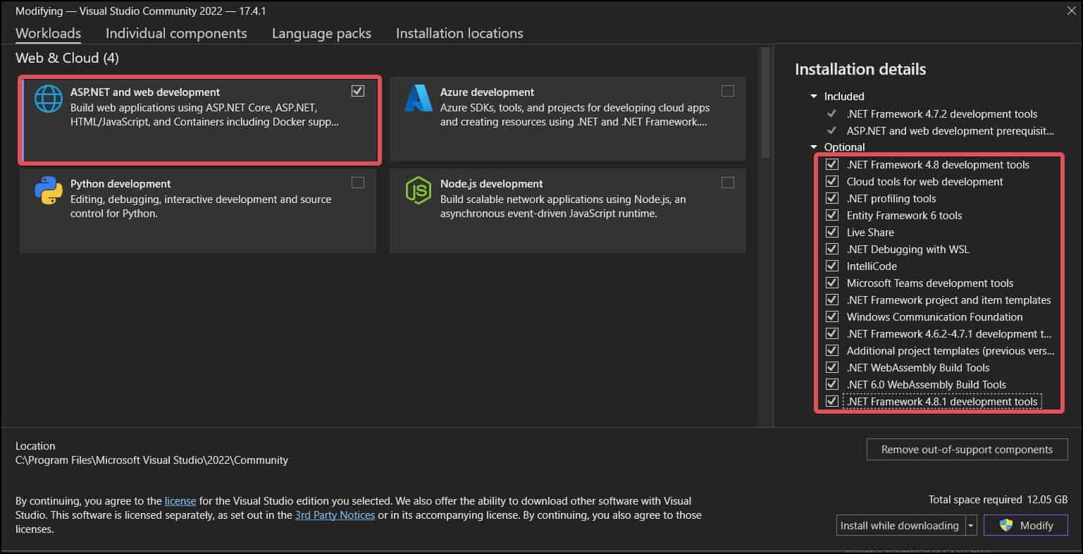 ASP.NET framework install 