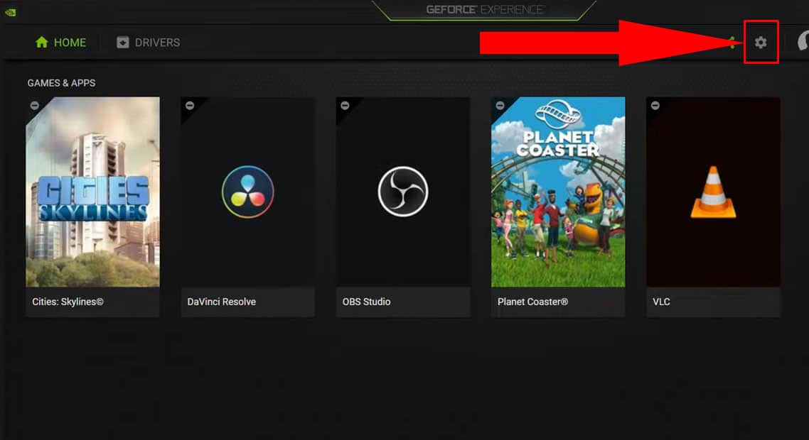 shadowplay gear icon open settings
