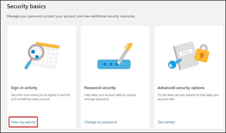 account sign in activity