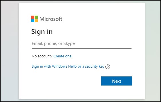 sign in screen