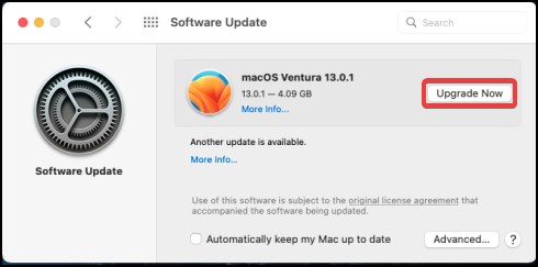 software update window