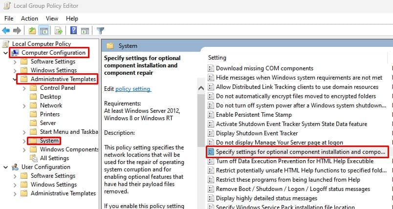 specify settings gpedit dism error