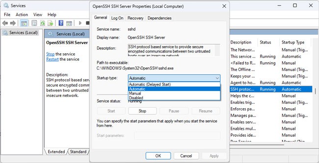 sshd-startup-type-automatic