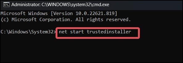 start trusted installer