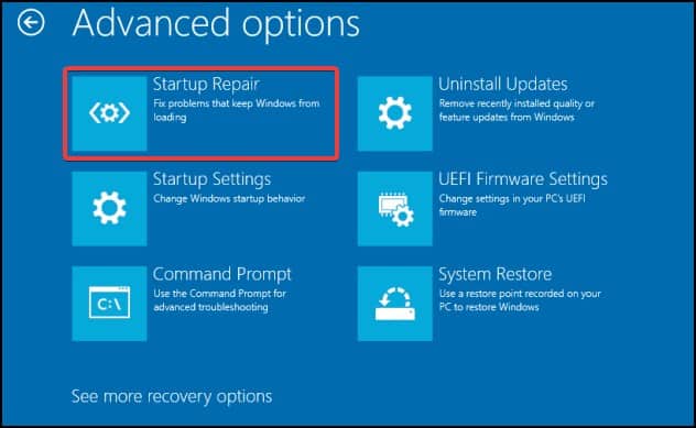startup repair uefi