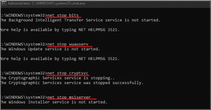 stop windows update services dism 0x800f081f